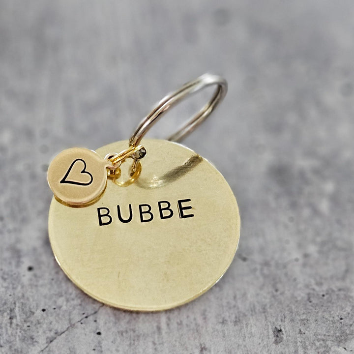 Bubbe or Zeyde Hand-Stamped Brass Keychain, Personalized Yiddish Grandparent Gift from Grandchild, Grandparents Day Gift for Jewish Family Salt and Sparkle