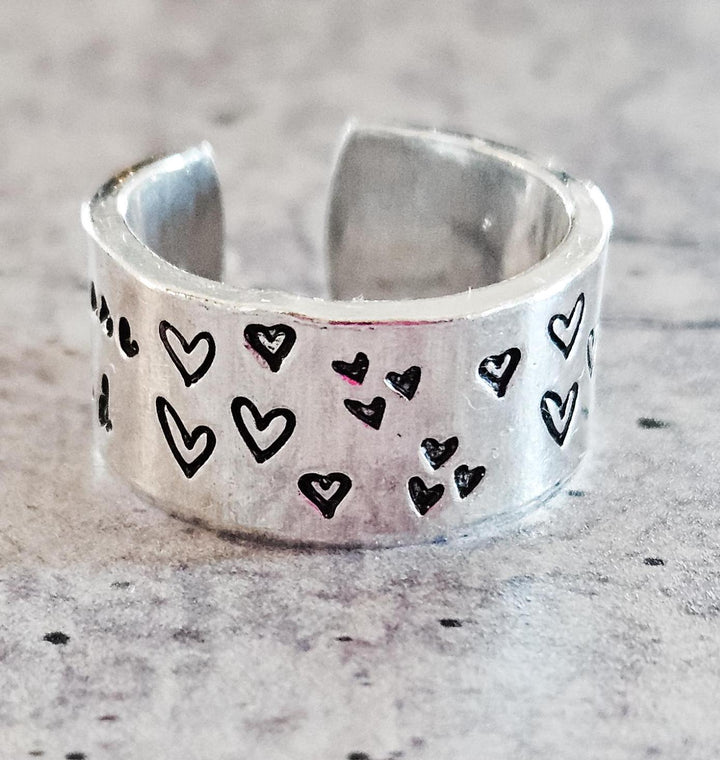 You are loved Heart Valentine's Day Ring - Best Friend Gift for Galentine's Day, Silver Band Ring for Girlfriend, Gold Love Ring for Her Salt and Sparkle