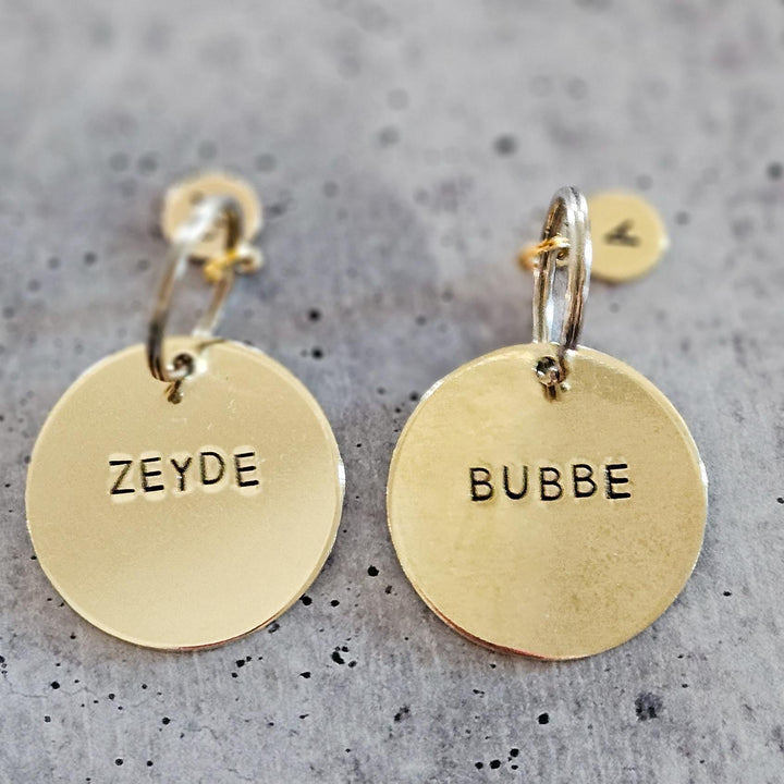 Bubbe or Zeyde Hand-Stamped Brass Keychain, Personalized Yiddish Grandparent Gift from Grandchild, Grandparents Day Gift for Jewish Family Salt and Sparkle