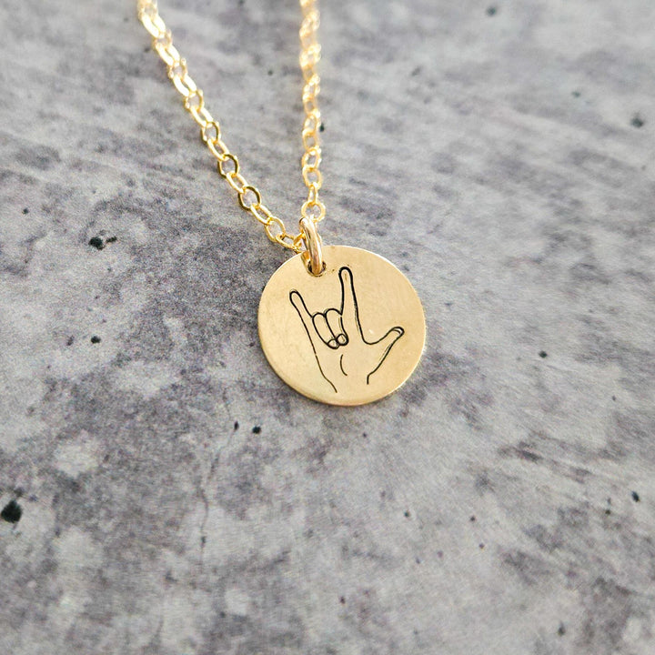 ASL ‘I Love You’ Hand-Stamped Necklace – A Subtle Jewish Statement | Jewish Pride Necklace, Valentine's Jewelry for Her, Israel Solidarity