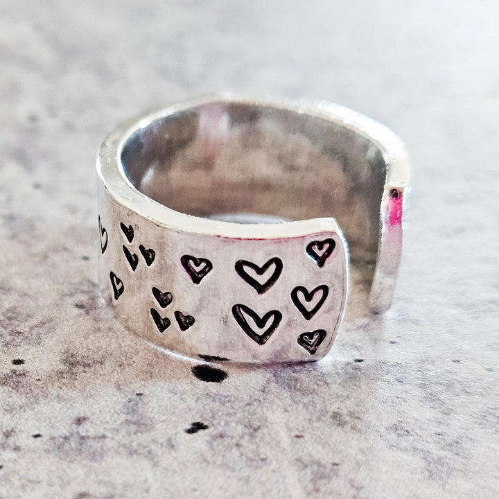 You are loved Heart Valentine's Day Ring - Best Friend Gift for Galentine's Day, Silver Band Ring for Girlfriend, Gold Love Ring for Her Salt and Sparkle