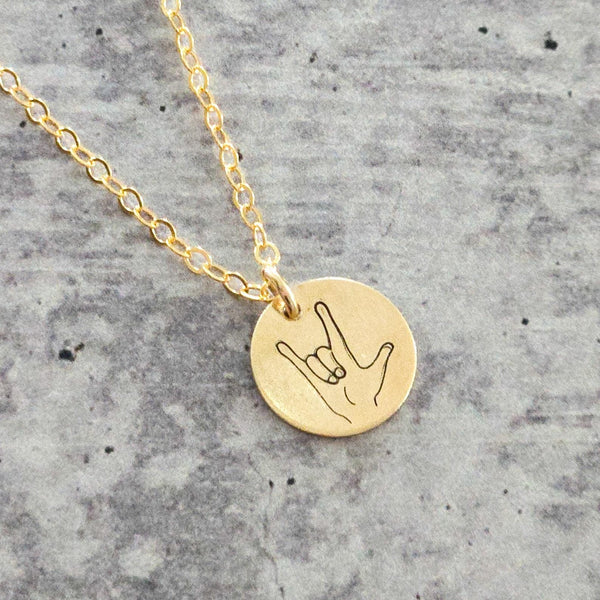 ASL ‘I Love You’ Hand-Stamped Necklace – A Subtle Jewish Statement | Jewish Pride Necklace, Valentine's Jewelry for Her, Israel Solidarity