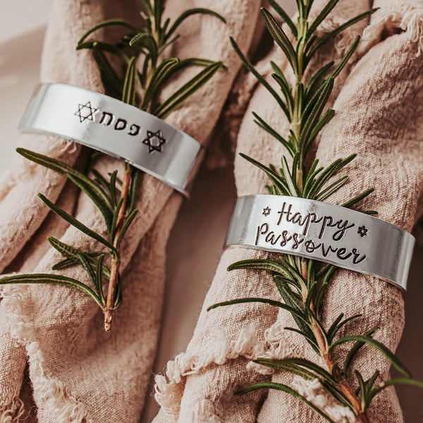 Passover Handcrafted Napkin Rings, Zionist Housewarming Gift for Pesach, Wedding gift for Jewish Bride + Groom, Modern Judaica Home Decor Salt and Sparkle