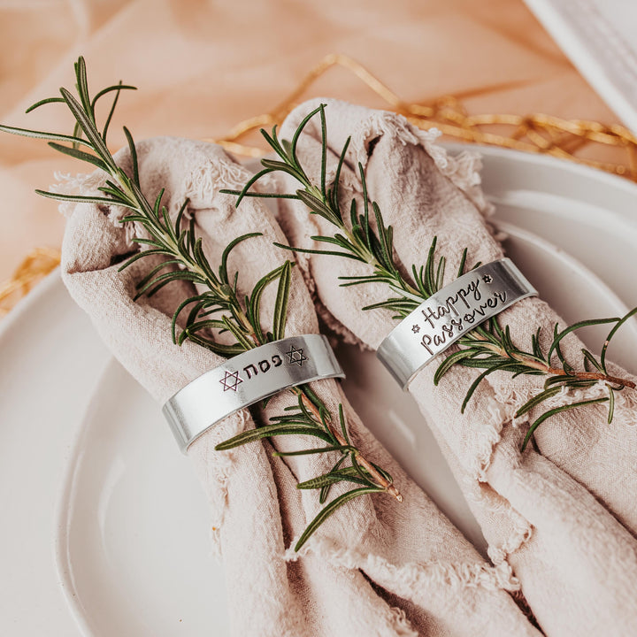 Passover Handcrafted Napkin Rings, Zionist Housewarming Gift for Pesach, Wedding gift for Jewish Bride + Groom, Modern Judaica Home Decor Salt and Sparkle