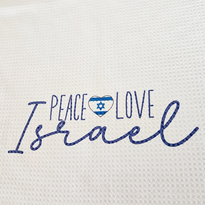 Peace Love Israel Zionist Minimalist Waffle Dish Towel, Modern Jewish Home Decor, Housewarming Gift for First Home, Shabbat Kitchen Towel