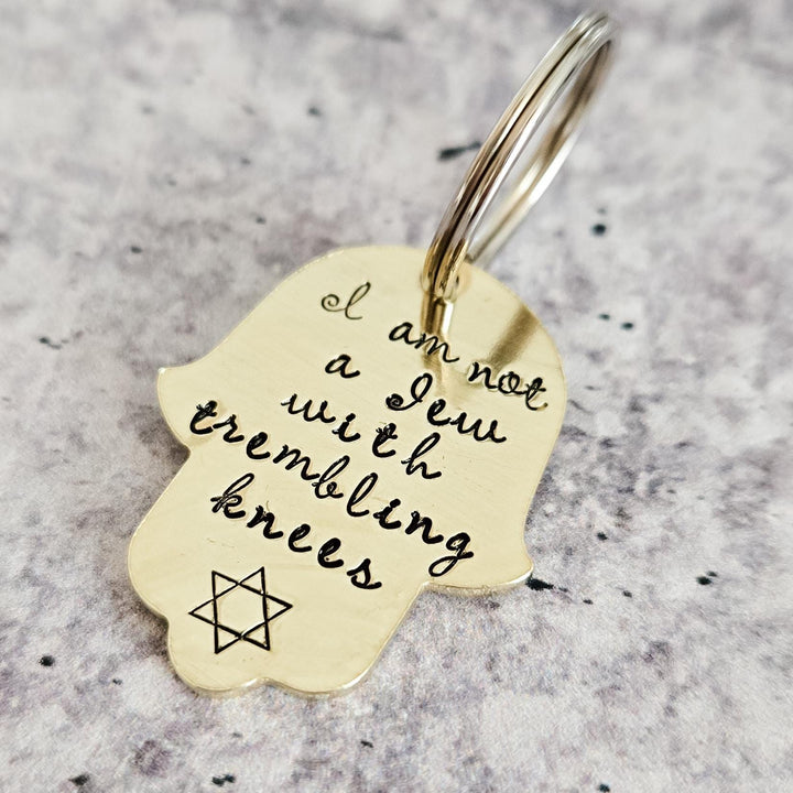 Handcrafted Hamsa Keychain עם ישראל חי with Magen David, Am Yisrael Chai Jewish Pride Keychain, Stand with Israel Donation, Proud Zionist Salt and Sparkle