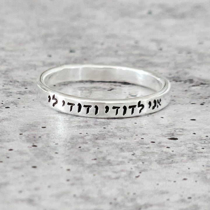 Ani L'dodi Hebrew Sterling Silver Band Ring | I am my beloved's Minimalist Gold Jewelry for Her, Ring for Wife, Jewish Anniversary Jewelry Salt and Sparkle