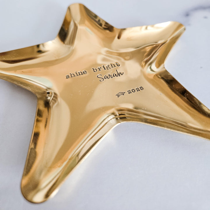 Shine Bright Graduation Star Dish , Graduation Keepsake Dish from Parent, Hand Stamped Star Trinket Dish, Personalized Grad Gift 2025 Salt and Sparkle