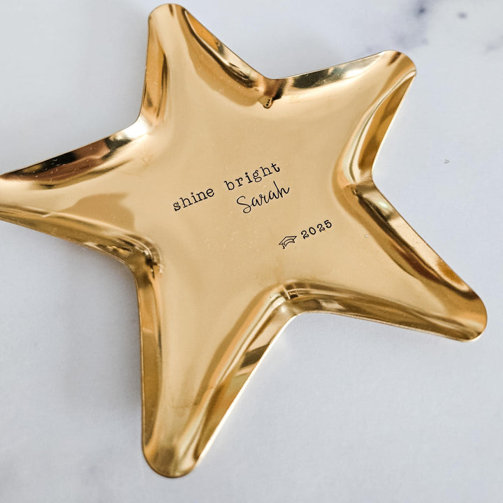 Shine Bright Graduation Star Dish , Graduation Keepsake Dish from Parent, Hand Stamped Star Trinket Dish, Personalized Grad Gift 2025 Salt and Sparkle