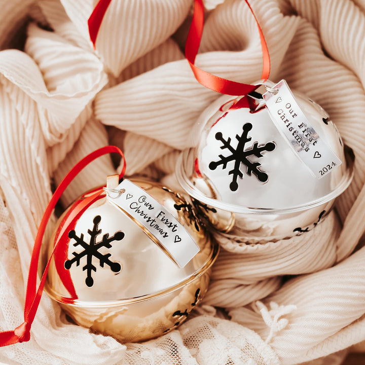 JINGLE ALL THE WAY Christmas Bell Ornament Salt and Sparkle