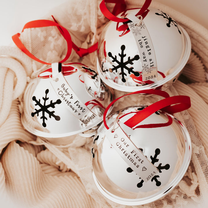 JINGLE ALL THE WAY Christmas Bell Ornament Salt and Sparkle