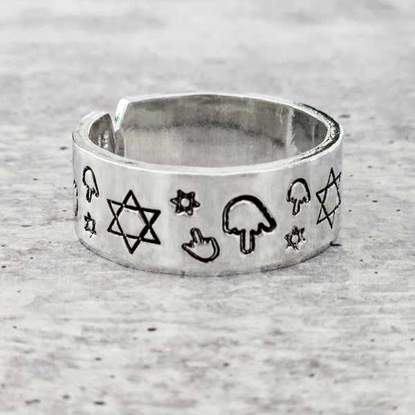 Magen David Middle Finger Ring Salt and Sparkle