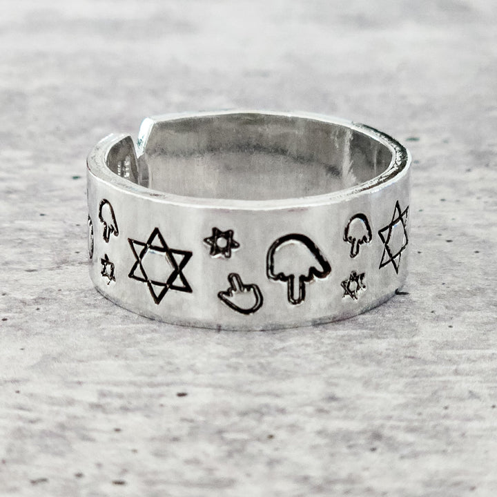 Magen David Middle Finger Ring Salt and Sparkle