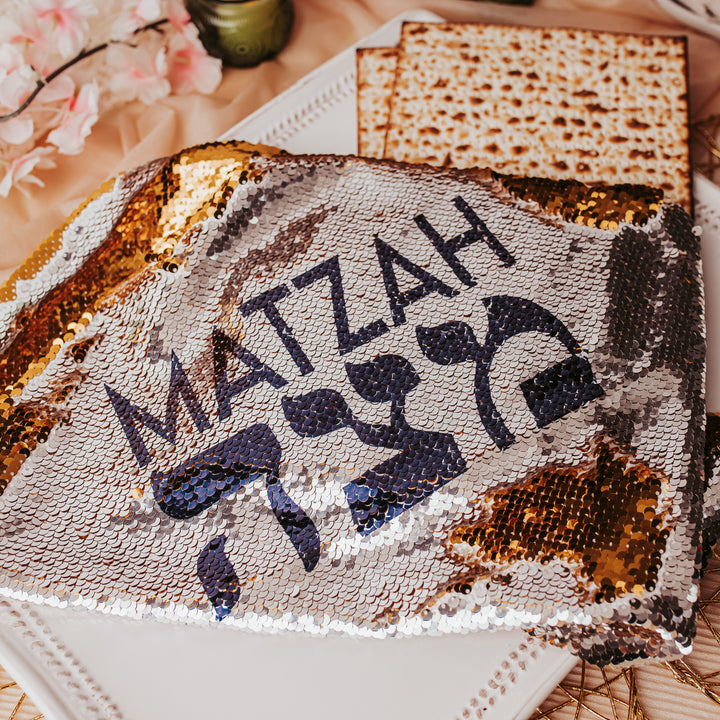 Matzah Cover and Afikomen Pouch Set for Passover Seder Salt and Sparkle