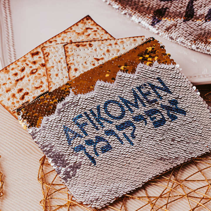 Afikomen Sequin Passover Matzah Pouch Salt and Sparkle