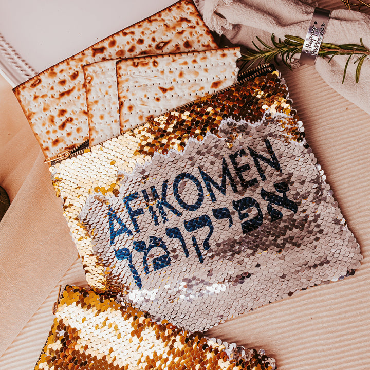 Afikomen Sequin Passover Matzah Pouch Salt and Sparkle