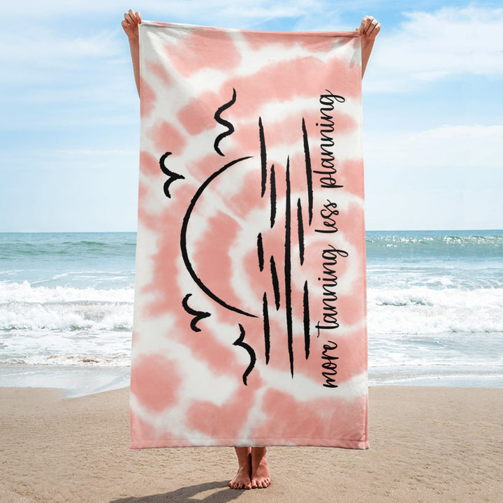 Pink Tie Dye More Tanning Less Planing Towel Salt and Sparkle
