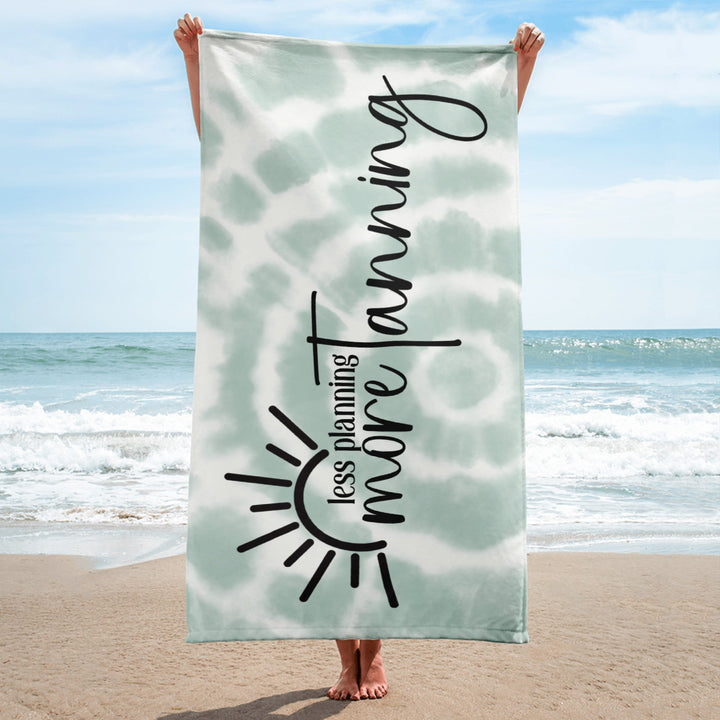 Less Planning, More Tanning – Light Green Tie-Dye Beach Towel Salt and Sparkle