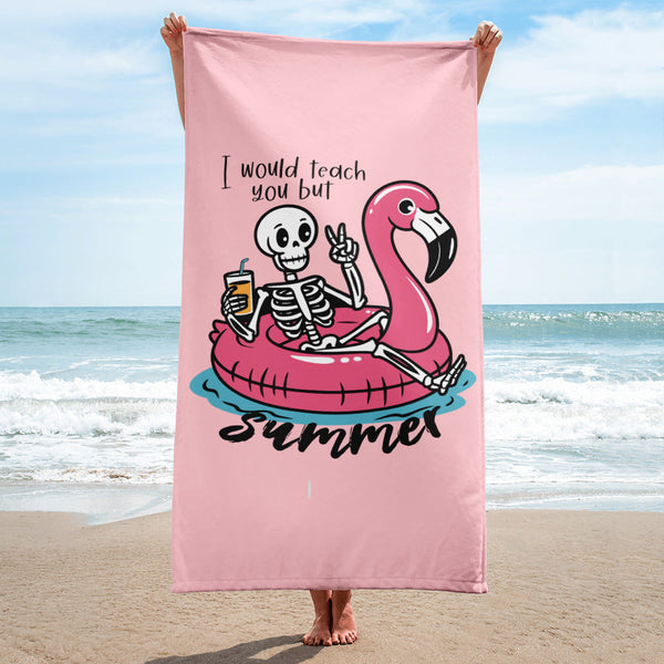 I Would Teach You, But Summer – Flamingo Floaty Skeleton Towel Salt and Sparkle