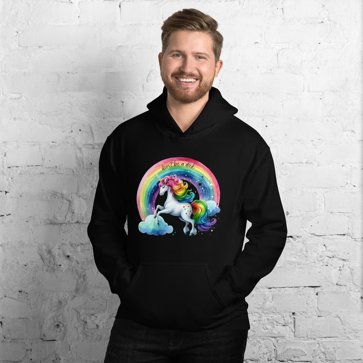 Don't Be a Dick Rainbow Unicorn Gender Neutral Hoodie Salt and Sparkle