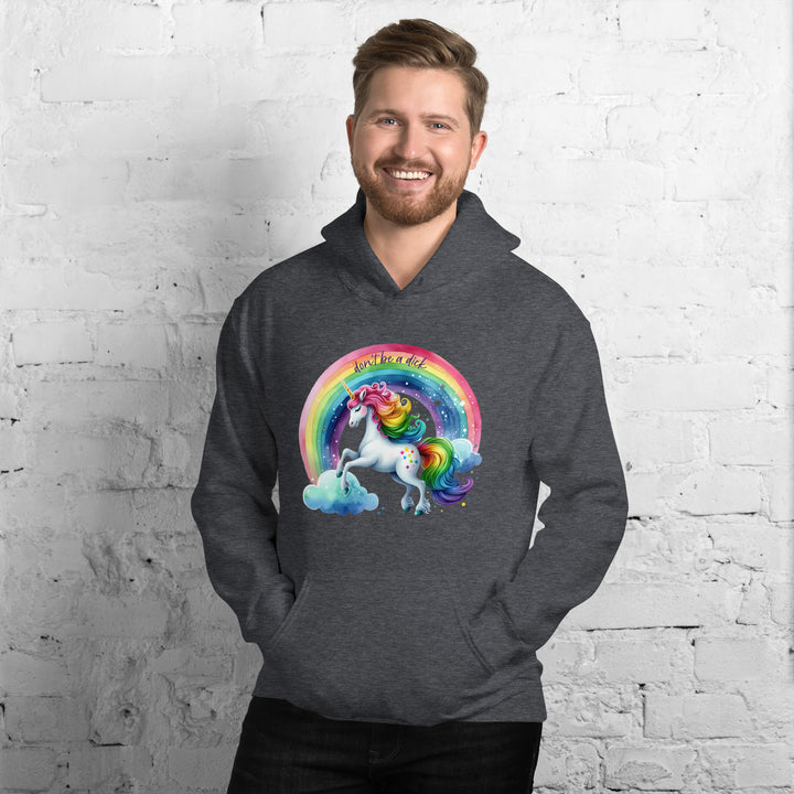 Don't Be a Dick Rainbow Unicorn Gender Neutral Hoodie Salt and Sparkle