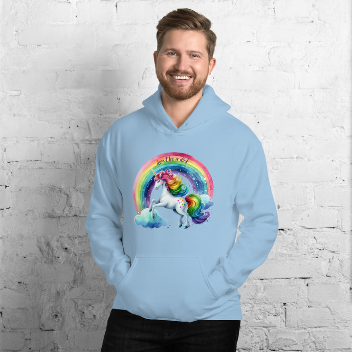 Don't Be a Dick Rainbow Unicorn Gender Neutral Hoodie Salt and Sparkle