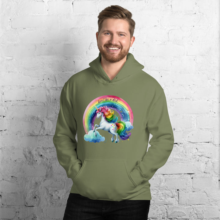 Don't Be a Dick Rainbow Unicorn Gender Neutral Hoodie Salt and Sparkle