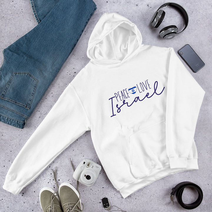 Peace Love Israel Gender Neutral Hoodie Salt and Sparkle