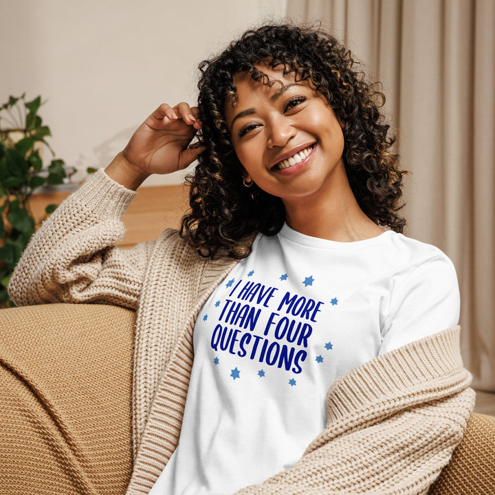 I Have More than Four Questions Women's Relaxed Fit Passover Tee Shirt Salt and Sparkle