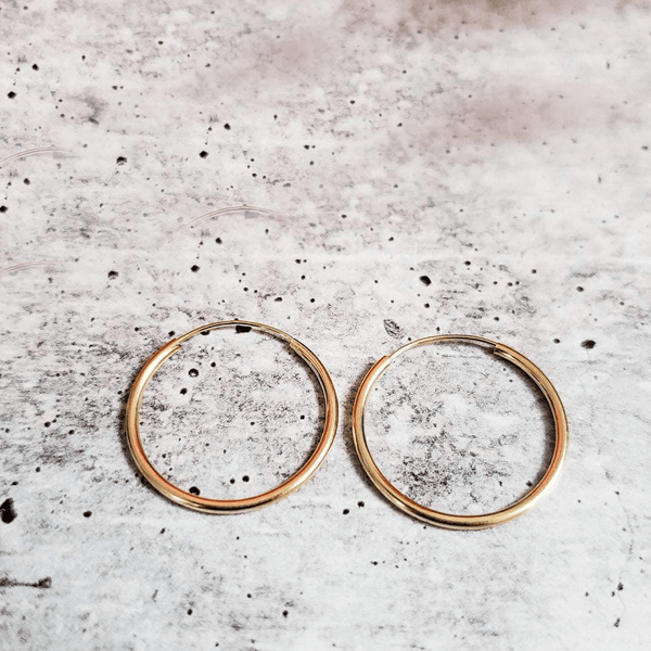 14K Gold Initial Endless Hoop Earrings Salt and Sparkle