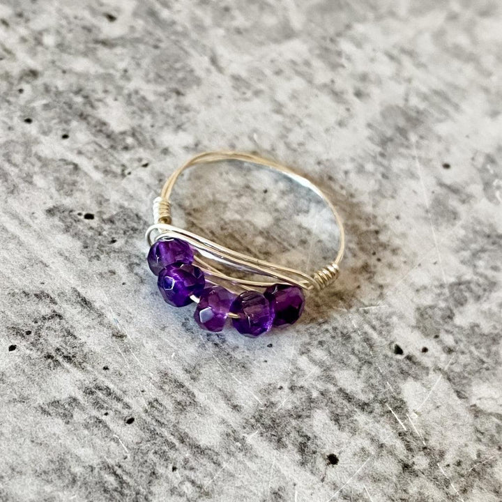 Amethyst Crystal Bar Ring Salt and Sparkle