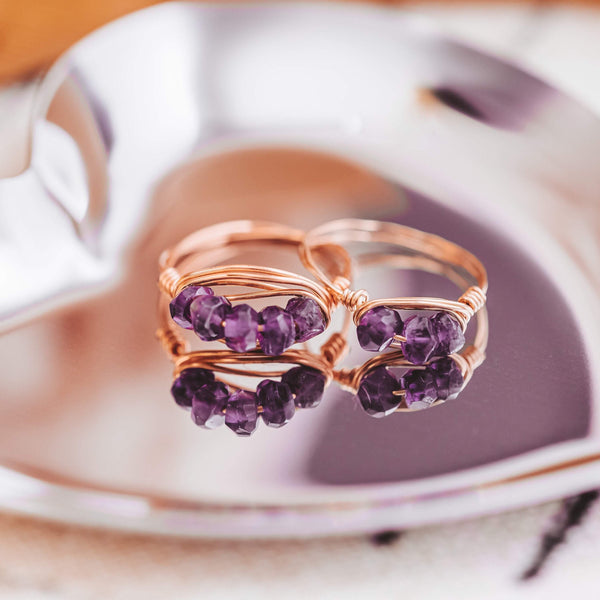 Amethyst Crystal Bar Ring Salt and Sparkle