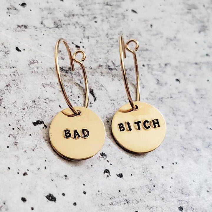 BAD BITCH Hoop Earrings Salt and Sparkle