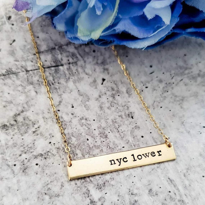 BADASS Hand Stamped Bar Necklace Salt and Sparkle