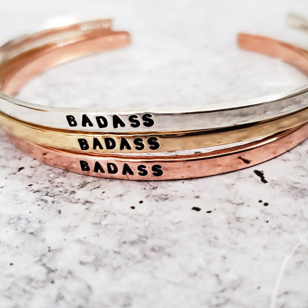 BADASS Skinny Cuff Bracelet Salt and Sparkle