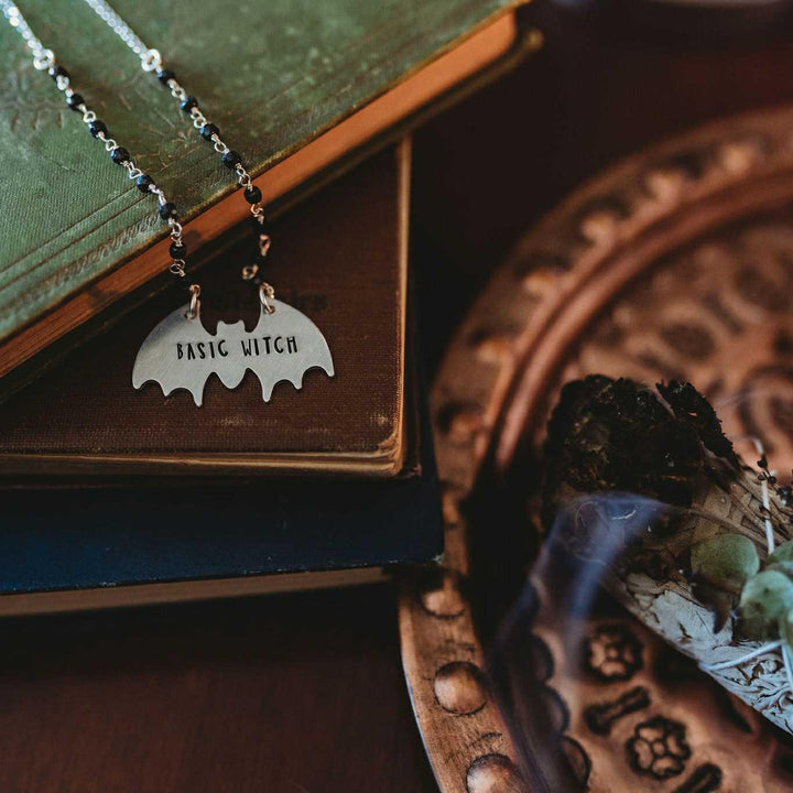 BASIC WITCH Silver Bat Necklace Salt and Sparkle