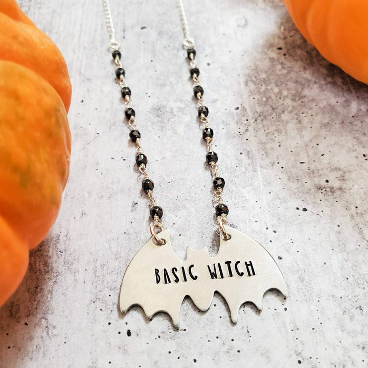 BASIC WITCH Silver Bat Necklace Salt and Sparkle