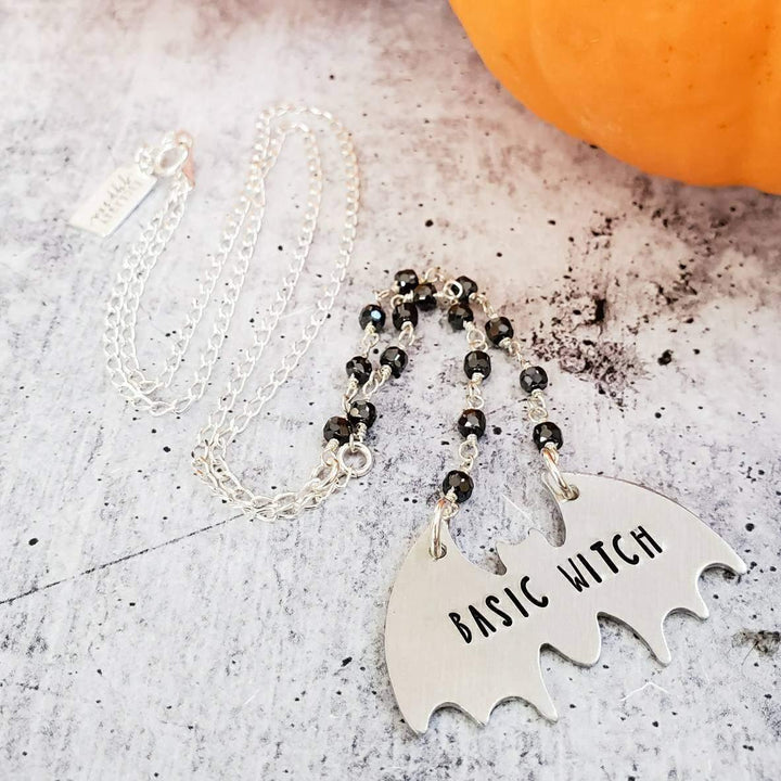 BASIC WITCH Silver Bat Necklace Salt and Sparkle