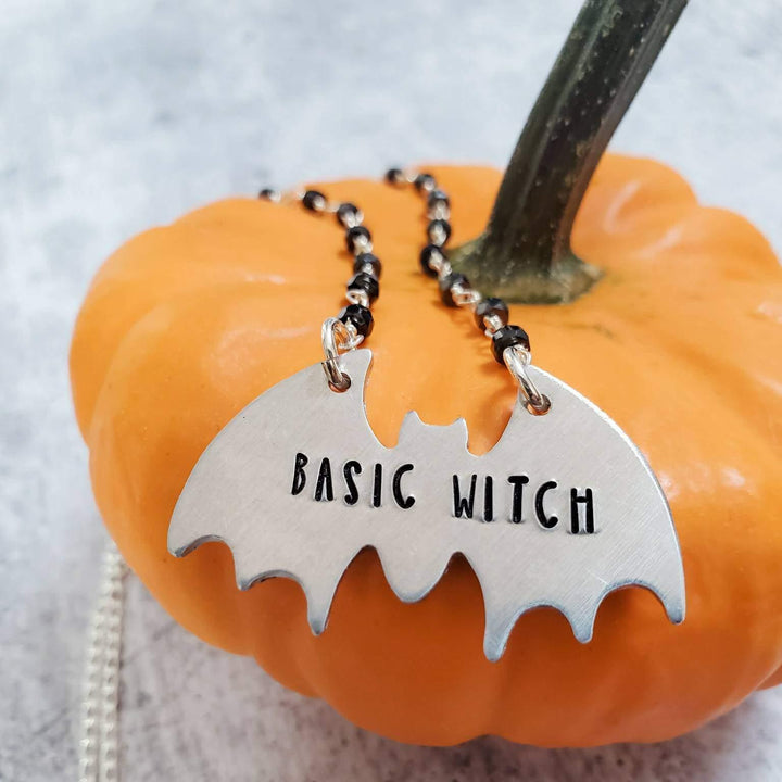 BASIC WITCH Silver Bat Necklace Salt and Sparkle