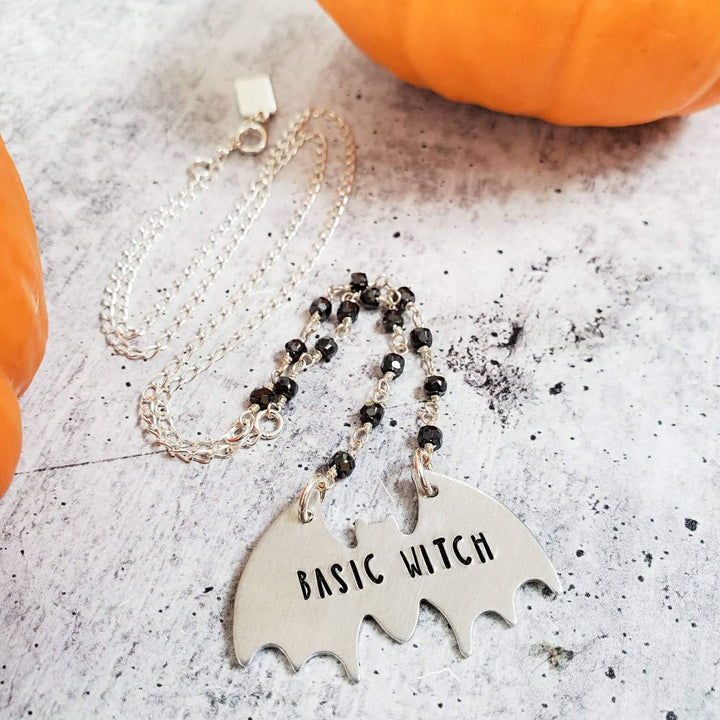 BASIC WITCH Silver Bat Necklace Salt and Sparkle