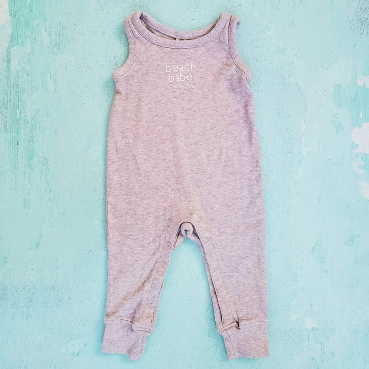 BEACH BABE Sleeveless Organic Cotton Footless Romper Salt and Sparkle