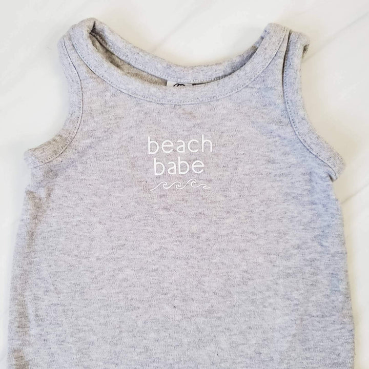 BEACH BABE Sleeveless Organic Cotton Footless Romper Salt and Sparkle