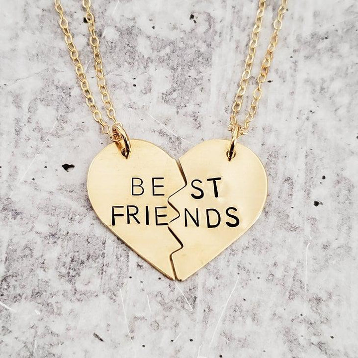 BEST BITCHES Broken Heart Friendship Necklace Salt and Sparkle