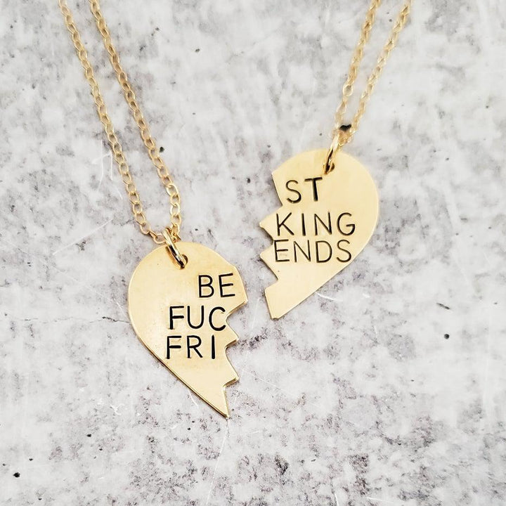 BEST BITCHES Broken Heart Friendship Necklace Salt and Sparkle