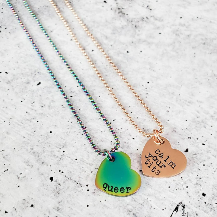 CALM YOUR TITS Heart Necklace Salt and Sparkle