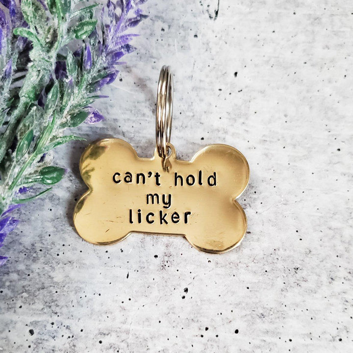 CAN'T HOLD MY LICKER Bone-Shaped Pet Tag Salt and Sparkle