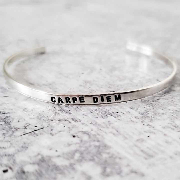 CARPE DIEM Skinny Cuff Bracelet Salt and Sparkle