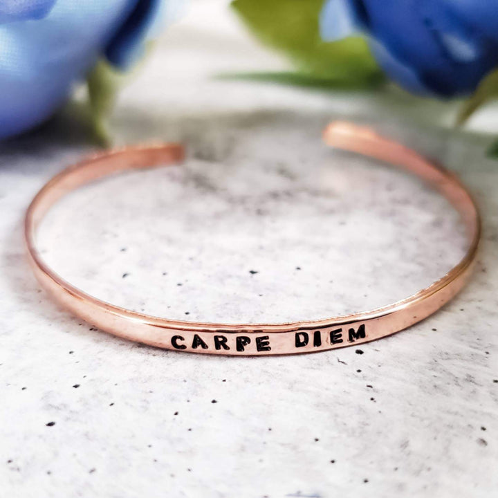 CARPE DIEM Skinny Cuff Bracelet Salt and Sparkle