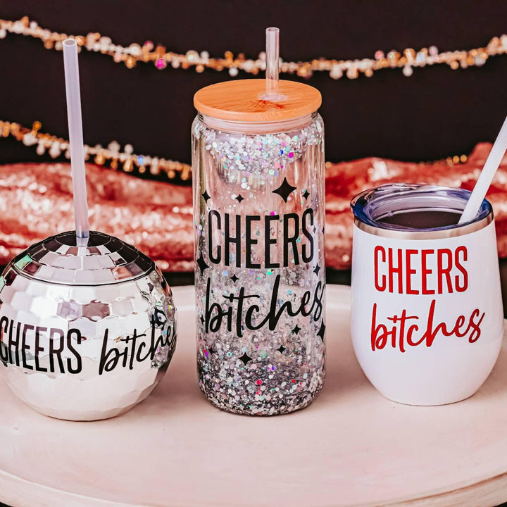 CHEERS BITCHES Wine Tumbler Salt and Sparkle