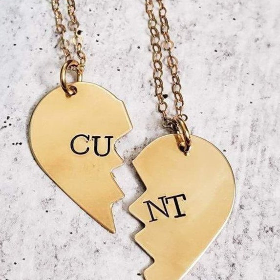 CUNT Broken Heart Friendship Necklaces Salt and Sparkle